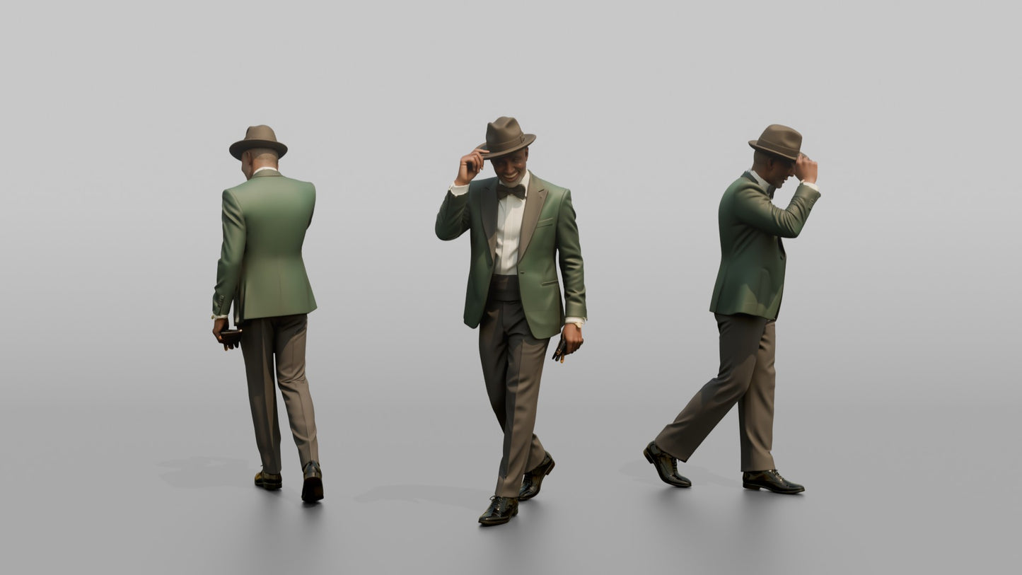 Wedding Guest Tipping His Fedora Hat