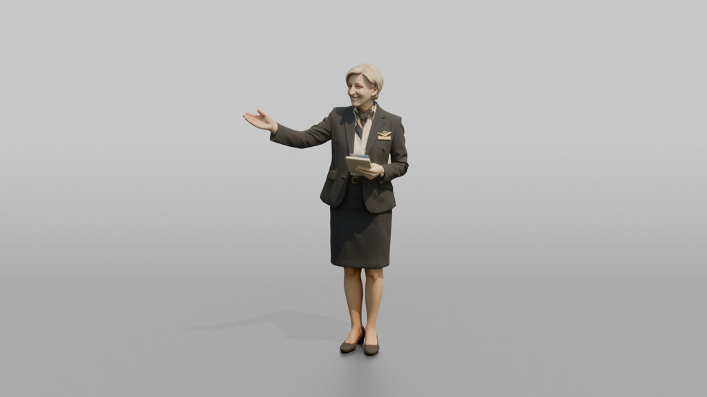 South Asian Flight Attendant Holding an Umbrella