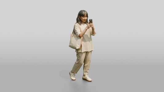 Woman Taking a Photo on Her Phone - 3D character model, view 1