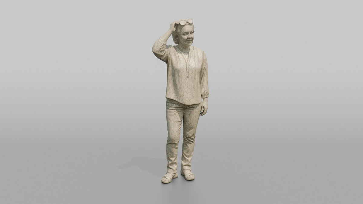 Mother Adjusting Sunglasses On Top Of Her Head - wireframe topology preview