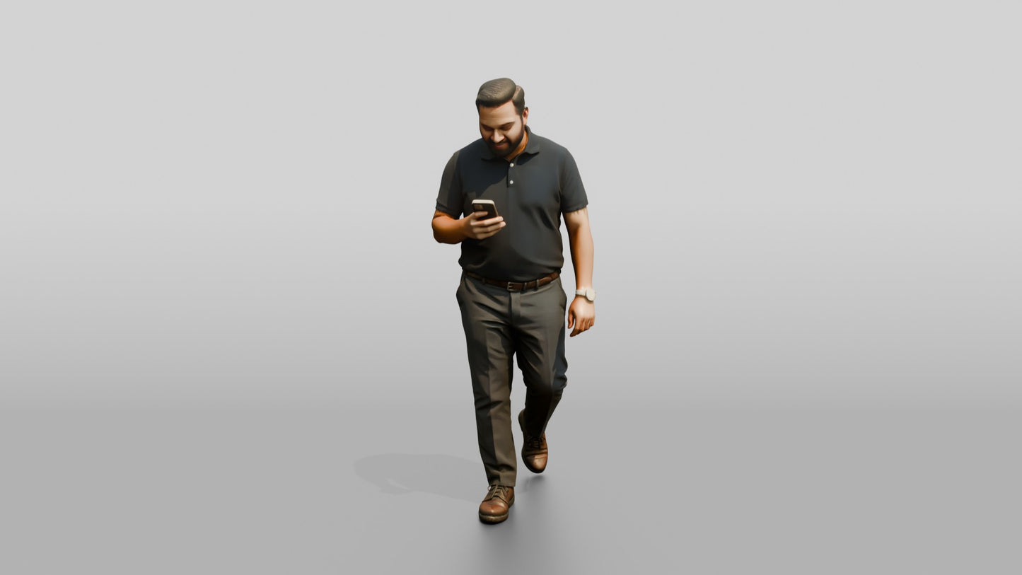 Man Checking His Phone in the Hallway