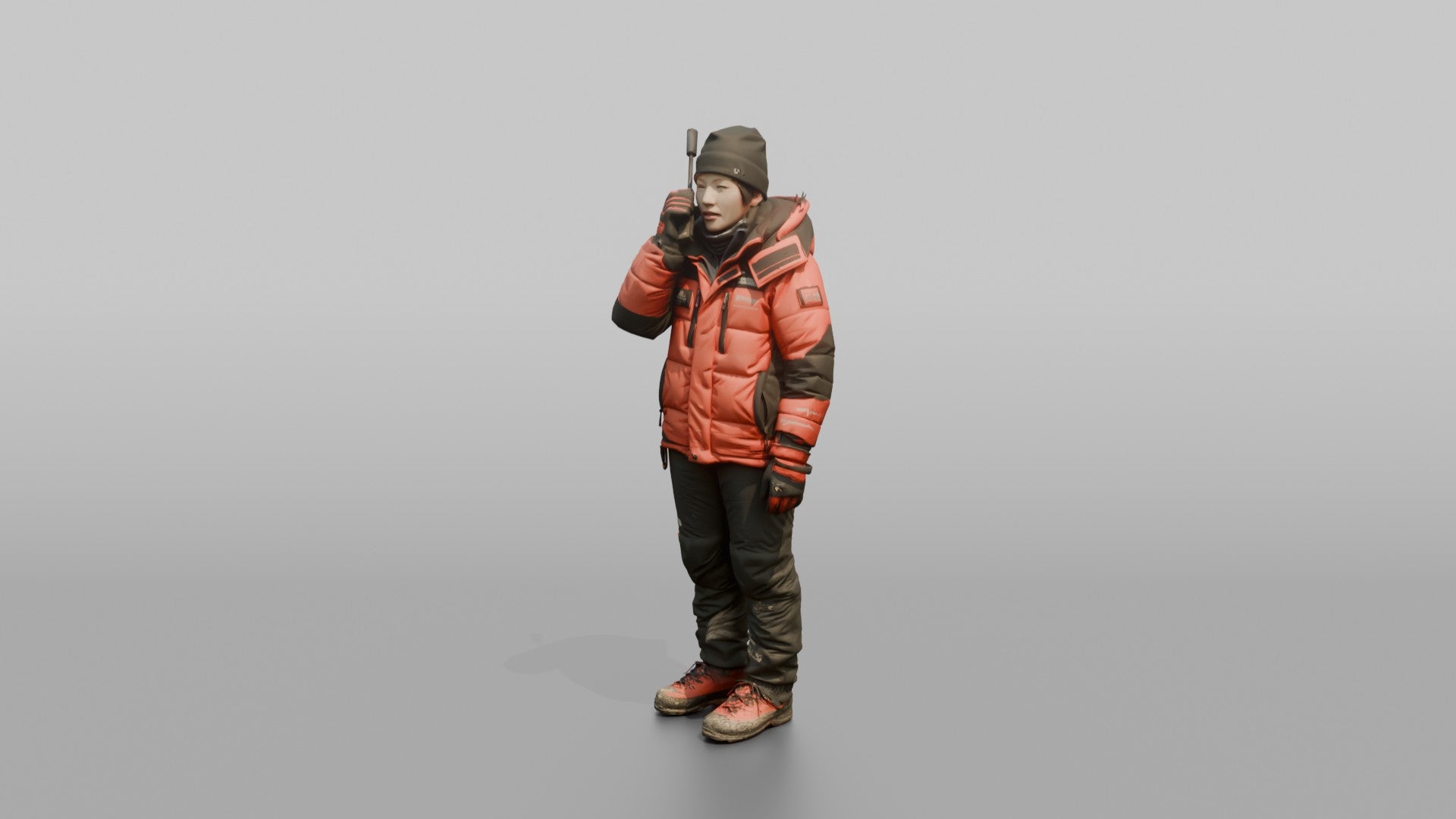 Expedition Member Holding a Satellite Phone