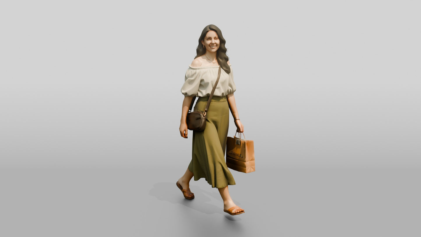 Slender Croatian Woman Carrying a Leather Purse