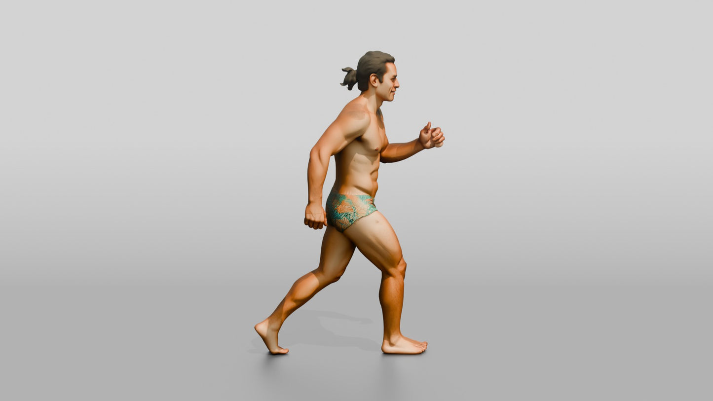 Mestizo Man Striding Forward on the Beach