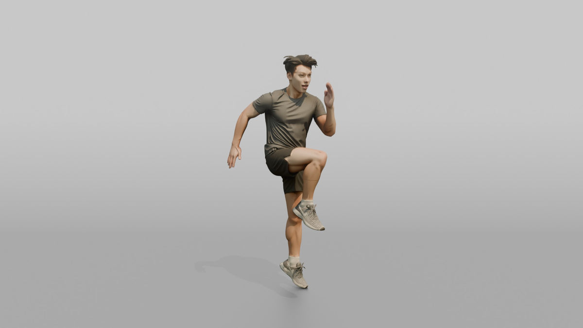 Cardio Athlete Man Doing High Knees In Place - 3D character model