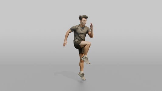 Cardio Athlete Man Doing High Knees In Place - 3D character model