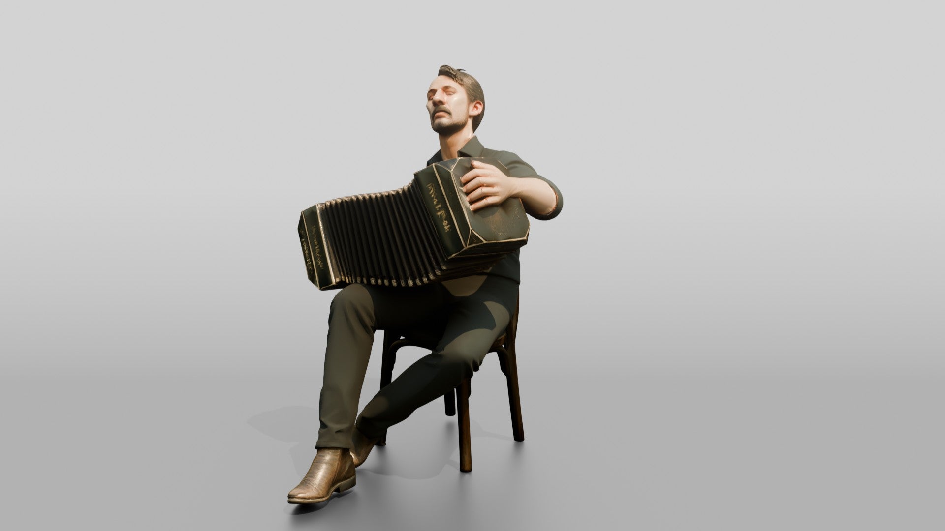 Bandoneon Player Pulling Bellows
