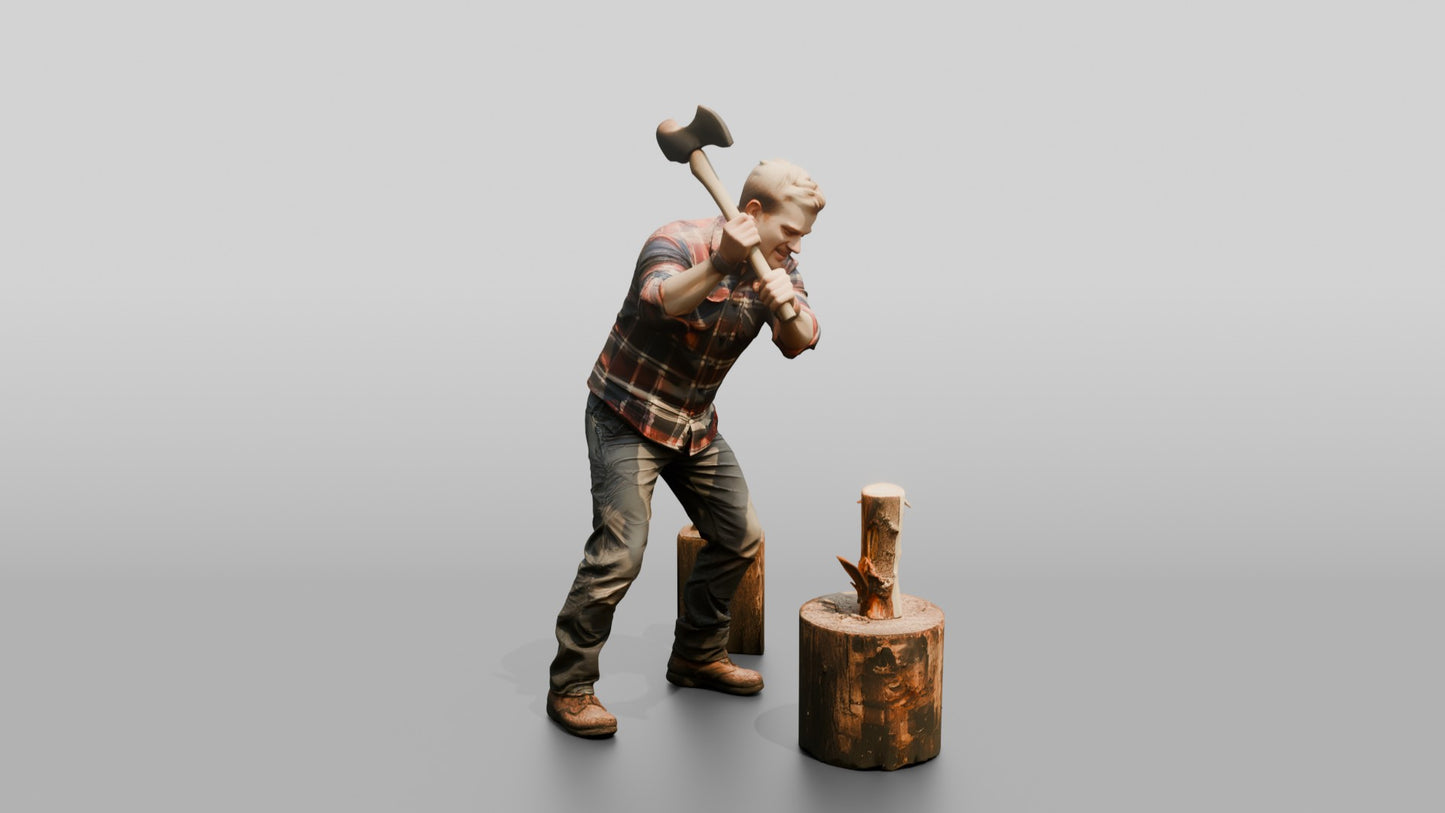 Norwegian Man Chopping Firewood