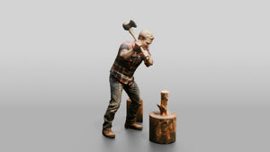 Norwegian Man Chopping Firewood - 3D character model, view 1