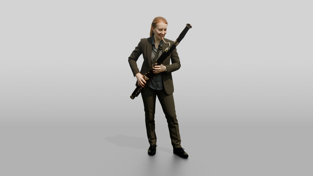 Bassoonist Playing Wood Bassoon