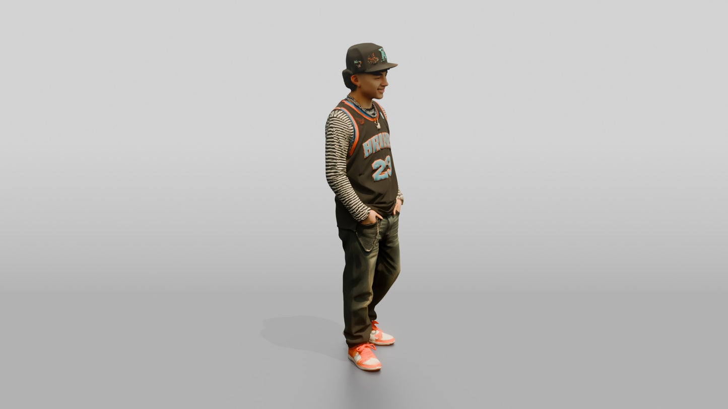 Latino Teen in Layered Urban Jersey
