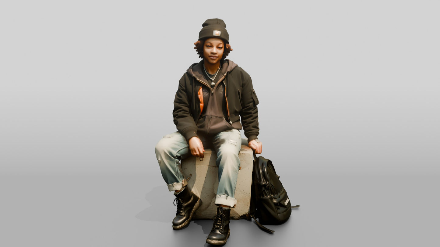 African-American Teen Girl in Cropped Bomber Jacket