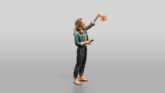 Woman Taking a Photo with Her Phone - 3D character model, view 1