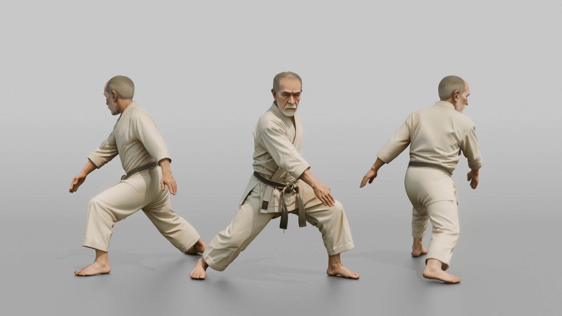 Karate Sensei Authoritative Downward Open-palm Block