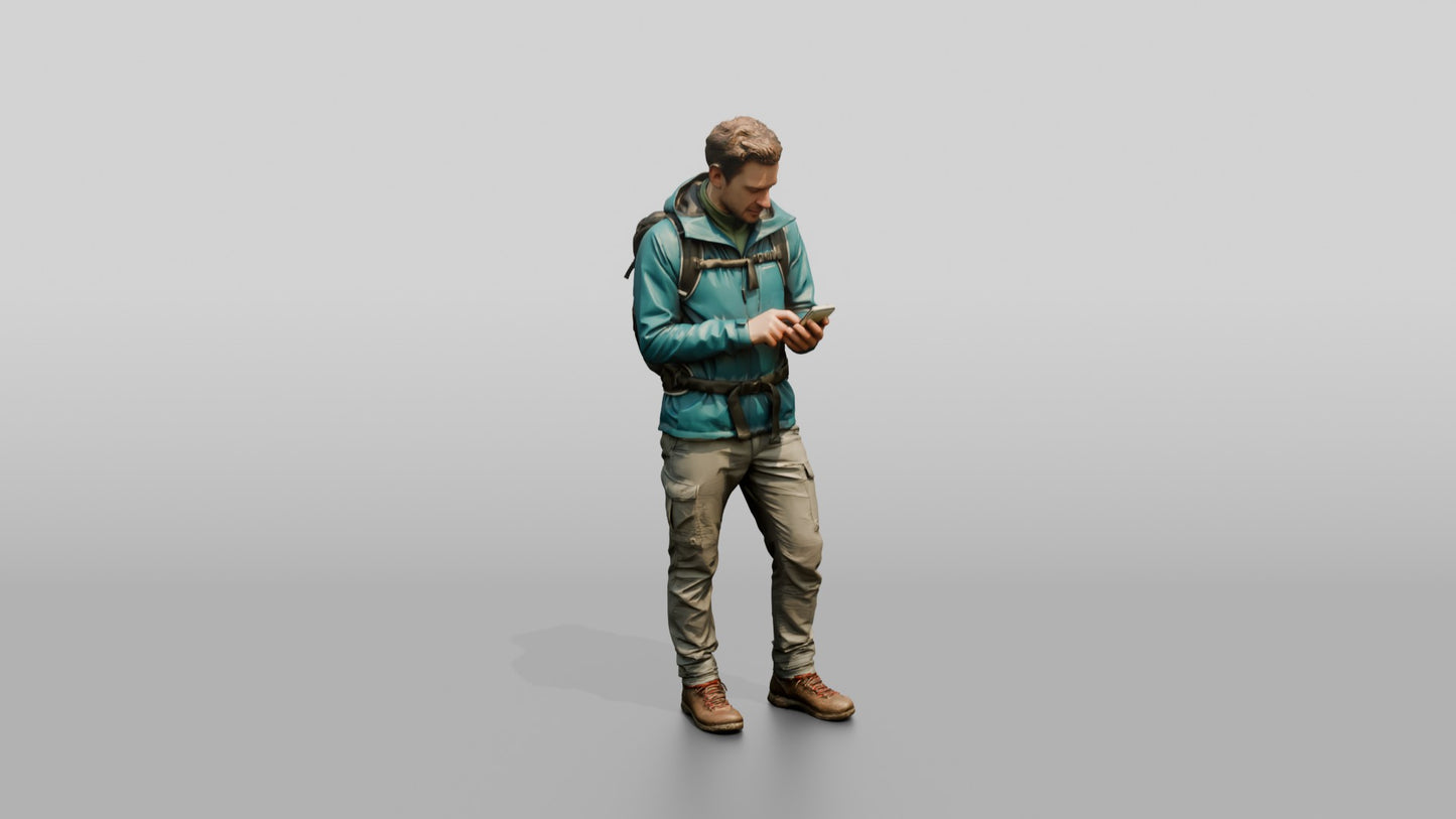 Man Checking Hiking Trail Map