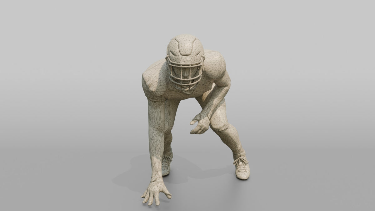 Wide Receiver in a Sprinter's Stance - wireframe topology preview