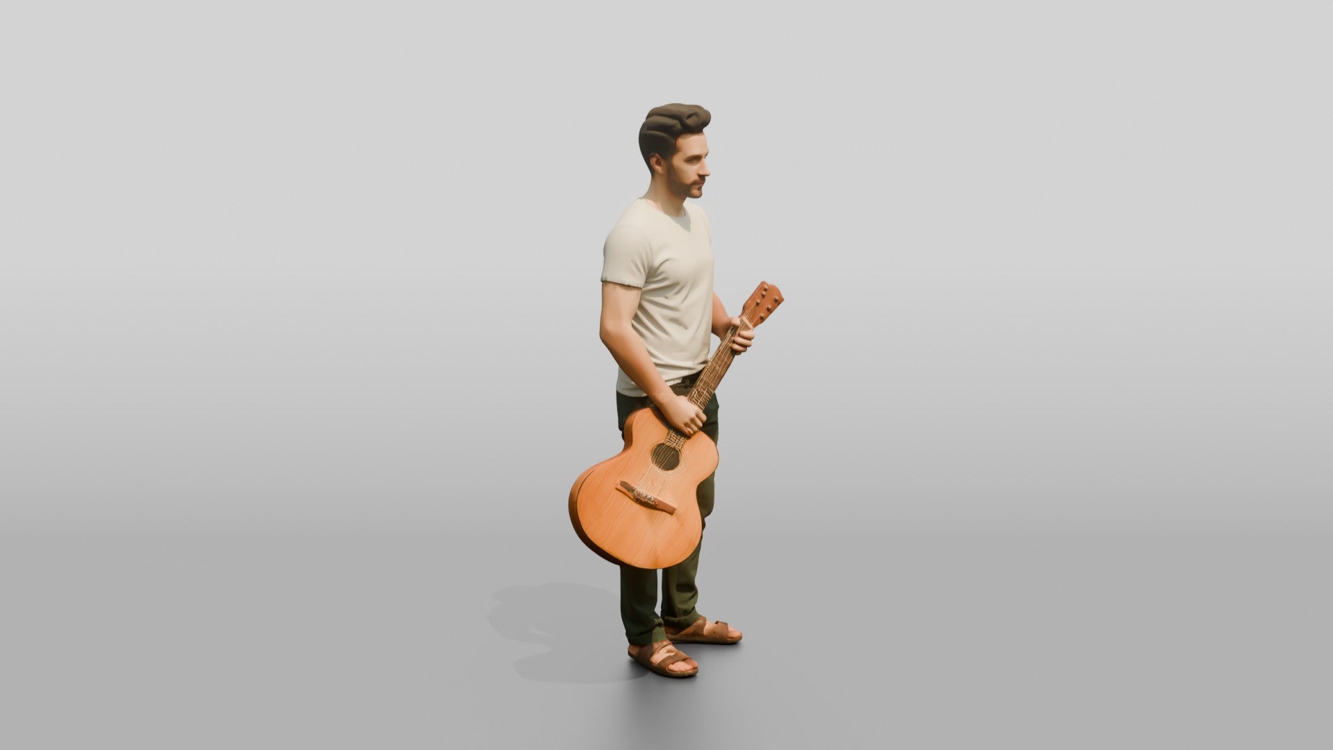 Hippie Man Playing an Acoustic Guitar