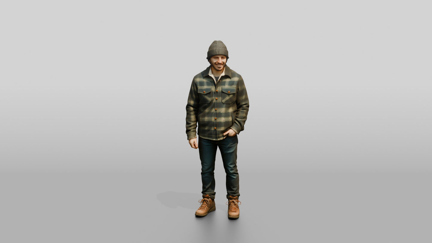 Latino Man in Fleece-Lined Flannel Jacket