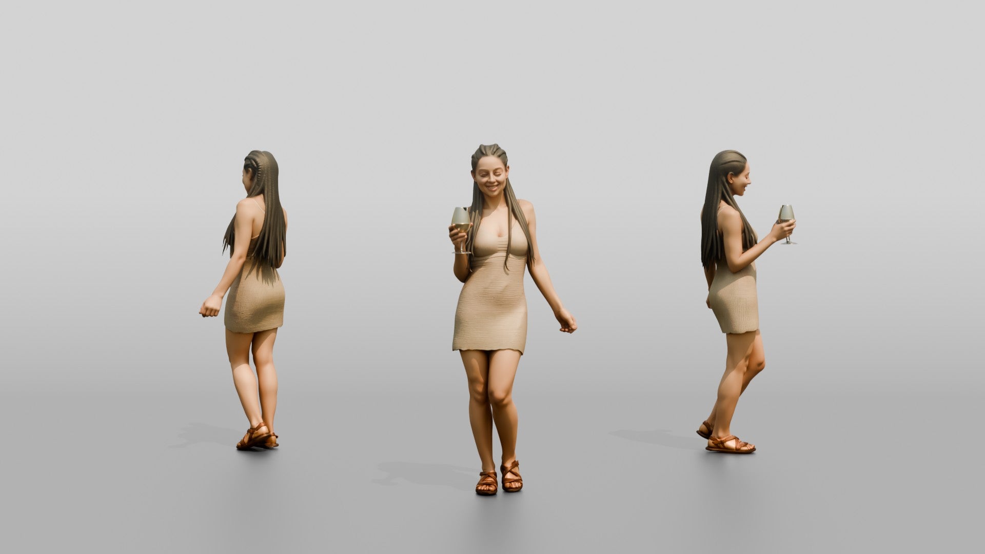 Woman with a Cocktail in a Short Dress