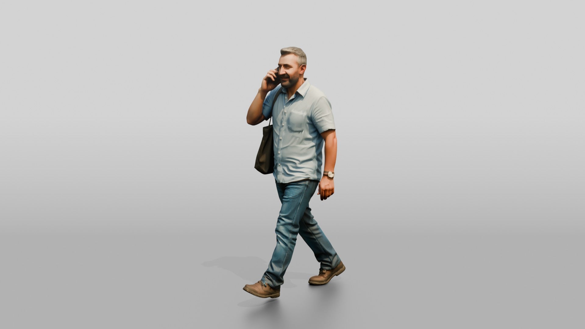 Middle-Aged Turkish Man Talking on His Phone