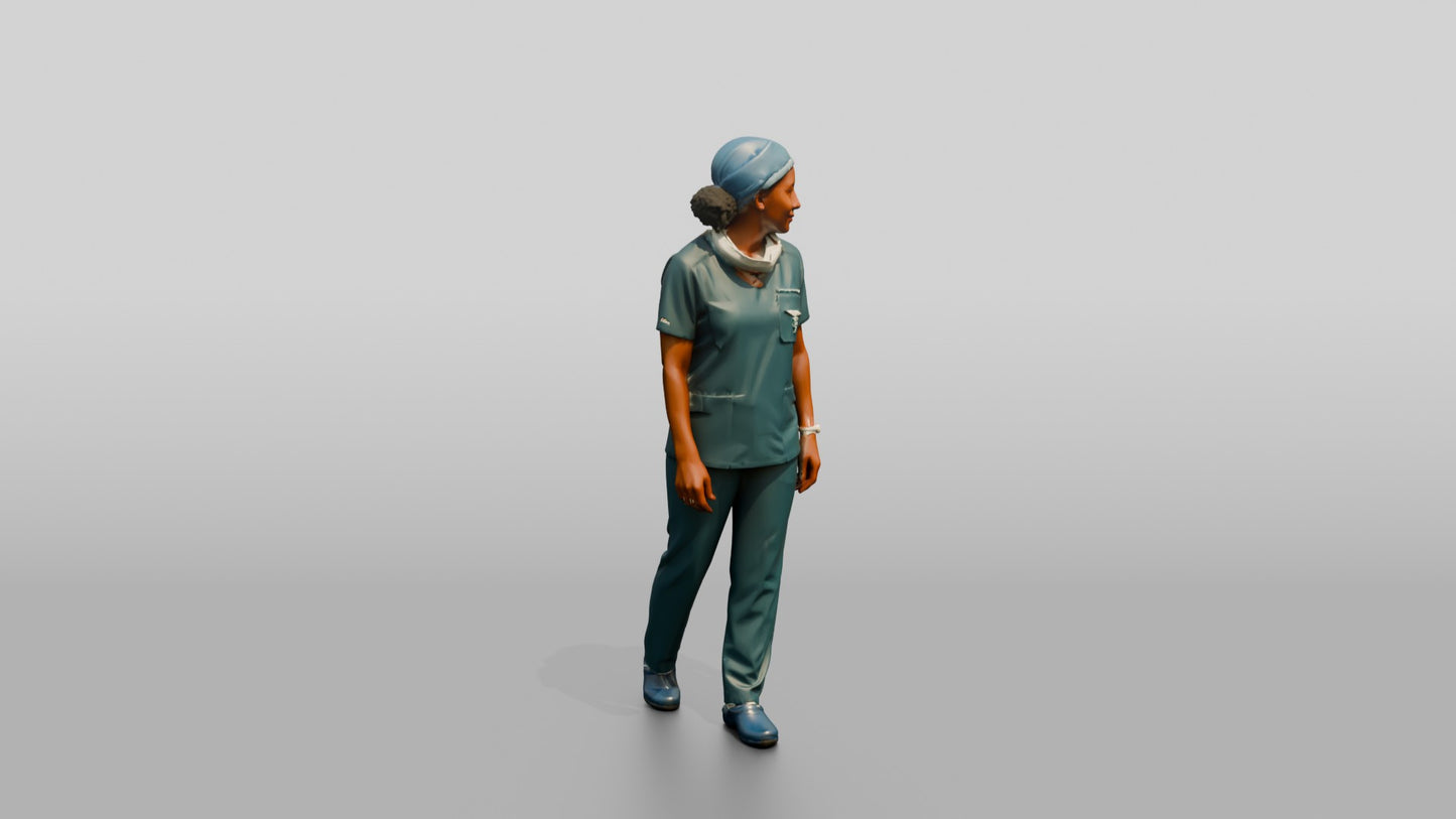 Middle-Aged Black Woman Doctor Looking Back