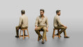 Man Relaxing on a Stool in Linen