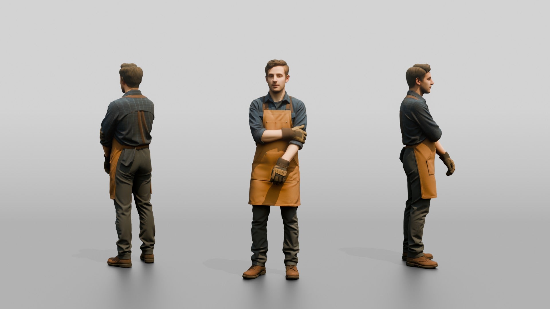 Worker in Canvas Apron