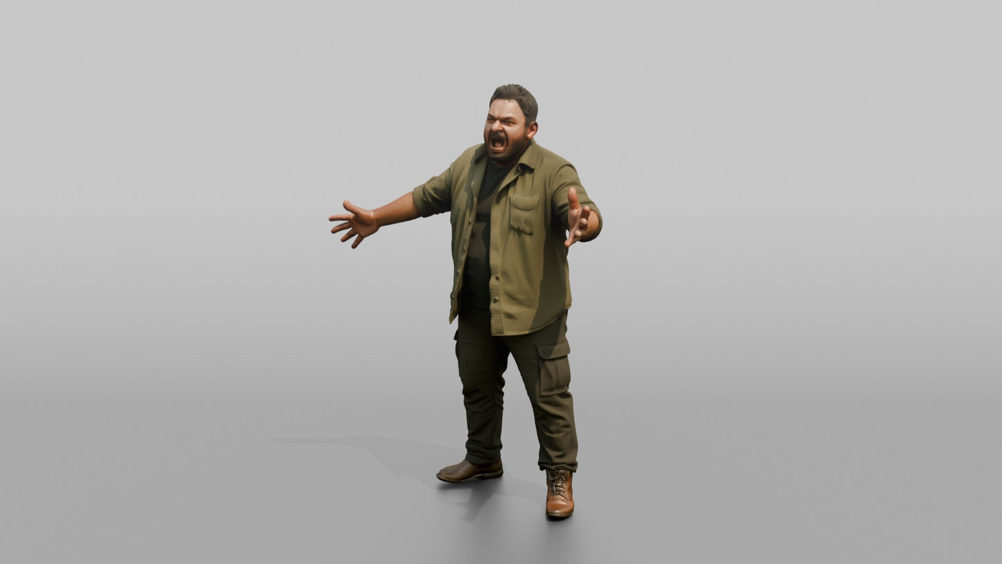 Protester Man Shouting with Arms Outstretched