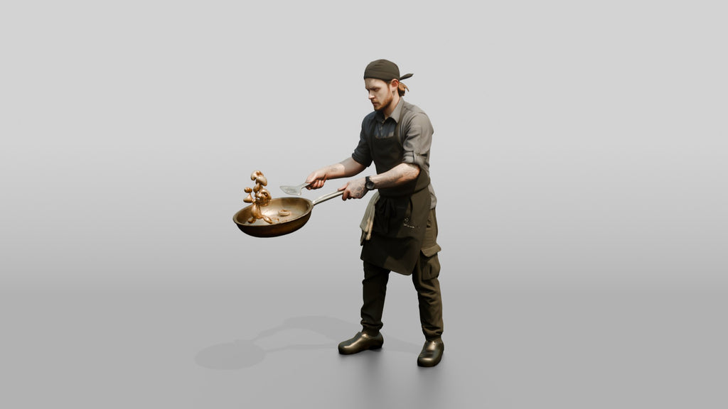 Line Cook Sauteing Mushrooms