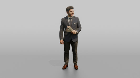 Concierge Man Holding A Pair Of Event Tickets - 3D character model