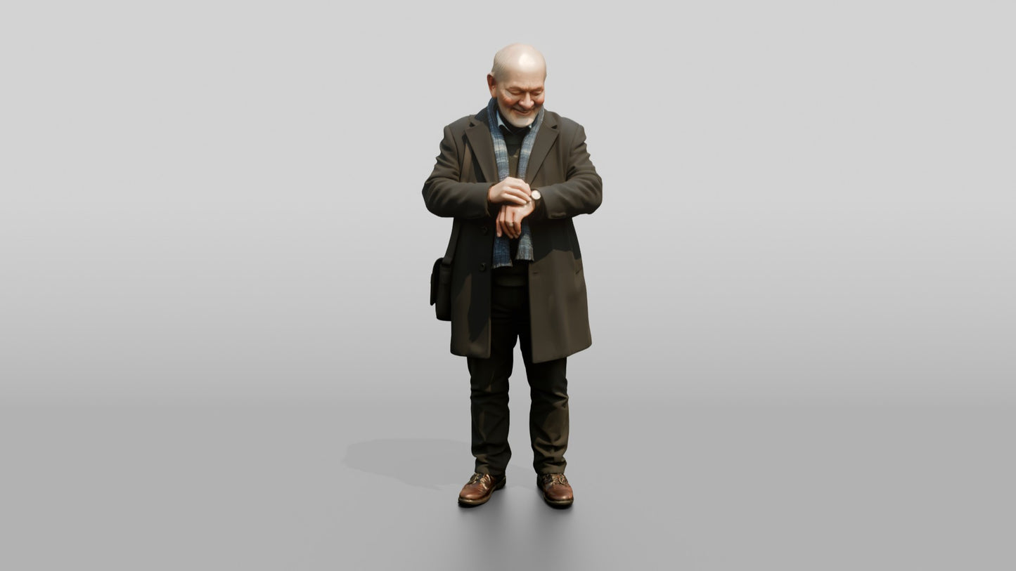 Elderly Norwegian Man Waiting for a Friend