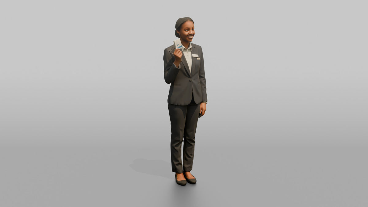 Receptionist Man Holding A Room Key Card - 3D character model