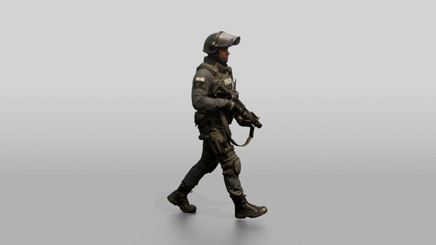 Riot Police Officers Walking in Formation