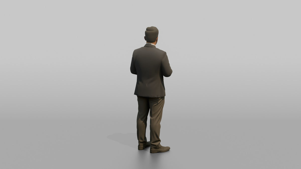 Receptionist Man Presenting A Room Key Card With Both Hands - 3D character model, view 3