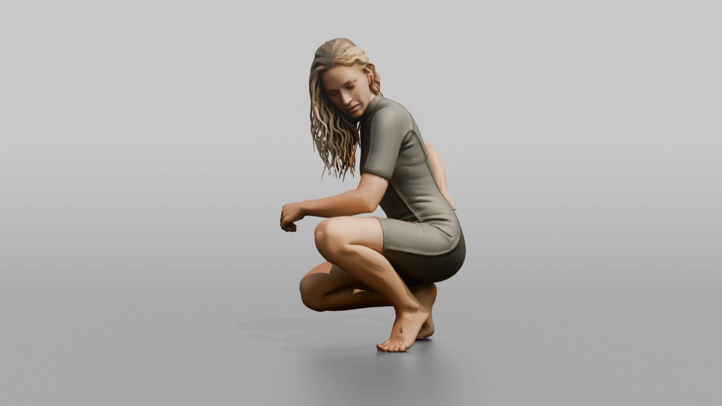 Surfer Adjusting Her Wetsuit Zip