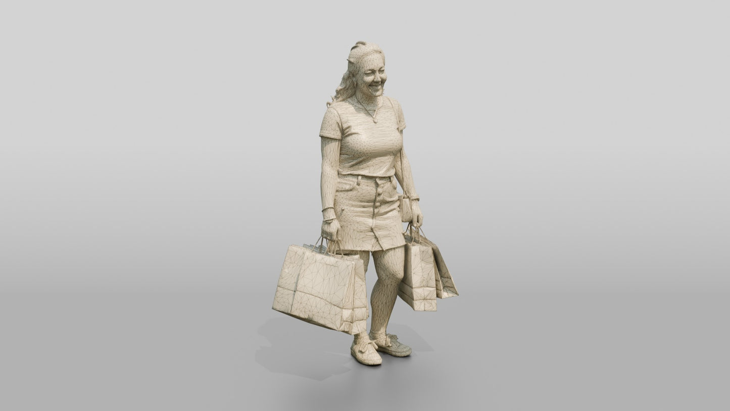 Stocky Italian Young Woman Holding Shopping Bags