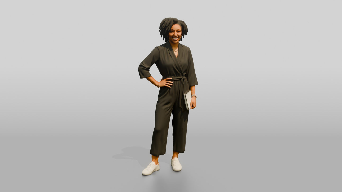 Woman with a Laptop and Hand on Hip