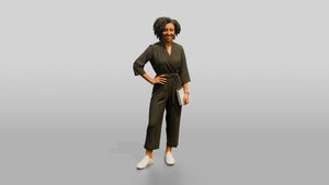 Woman with a Laptop and Hand on Hip - 3D character model, view 1