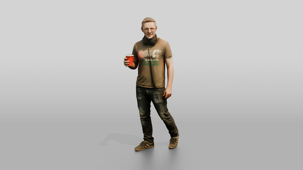 Casual Festival Man with a Drink