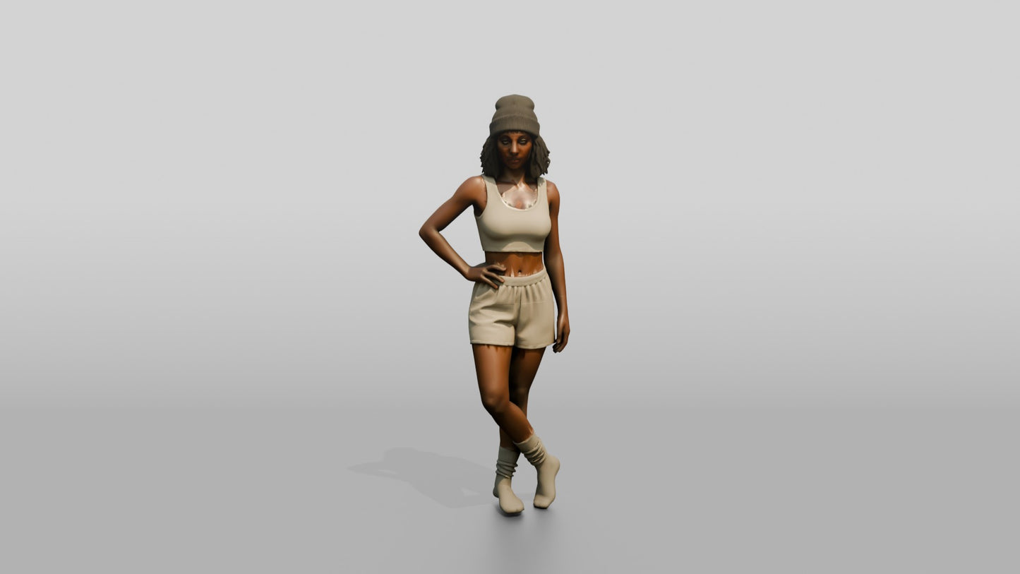 Woman in Beanie Posing with Hands on Hips