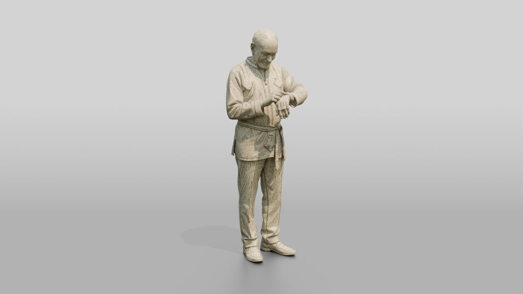 Elderly African Man in an Embroidered Tunic Checking His Watch