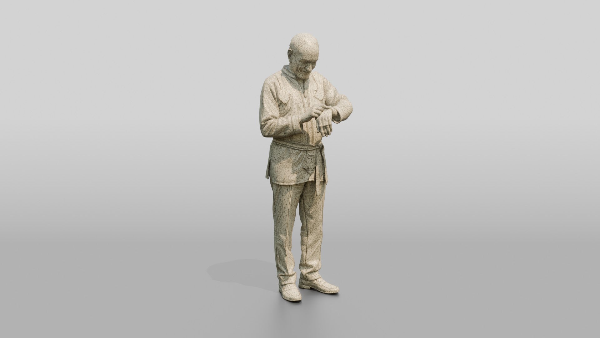 Elderly African Man in an Embroidered Tunic Checking His Watch