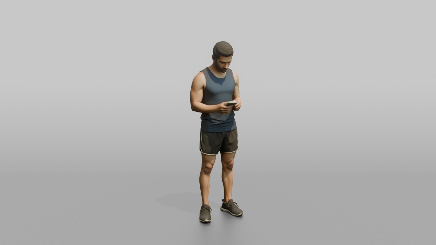 Vacationer Wearing Fitted Sleeveless Top And Shorts