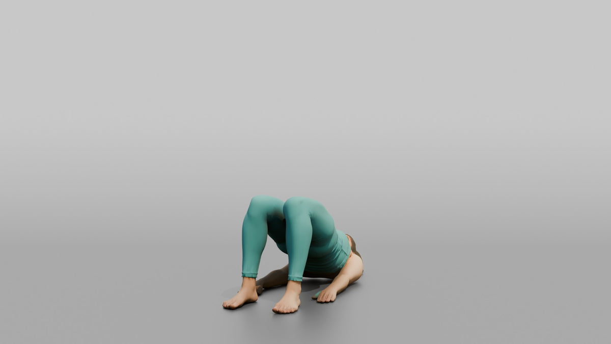 Bodyweight Athlete Woman At The Top Of A Glute Bridge - 3D character model, view 2