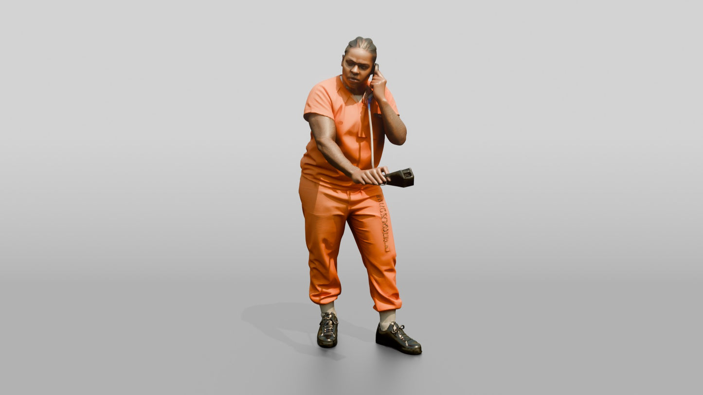 Black Female Prisoner in an Orange Jumpsuit