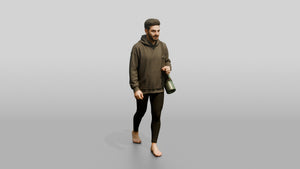 Walking Man with Yoga Mat - 3D character model, view 1