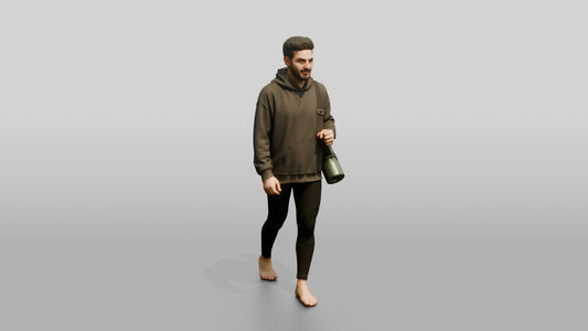 Walking Man with Yoga Mat - 3D character model, view 1