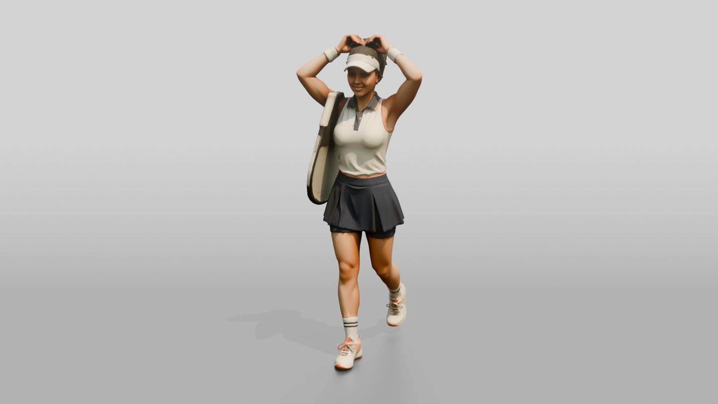 Female Tennis Player Fixing Her Ponytail