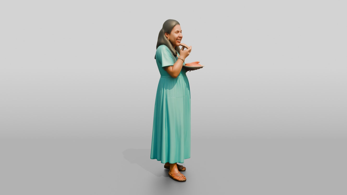 Plus-Size Portuguese Woman Enjoying a Slice of Pizza