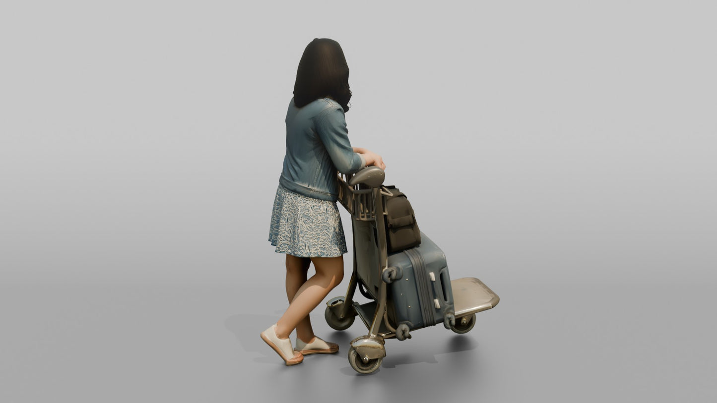 Vacationer Wearing Casual Sundress And Denim Jacket